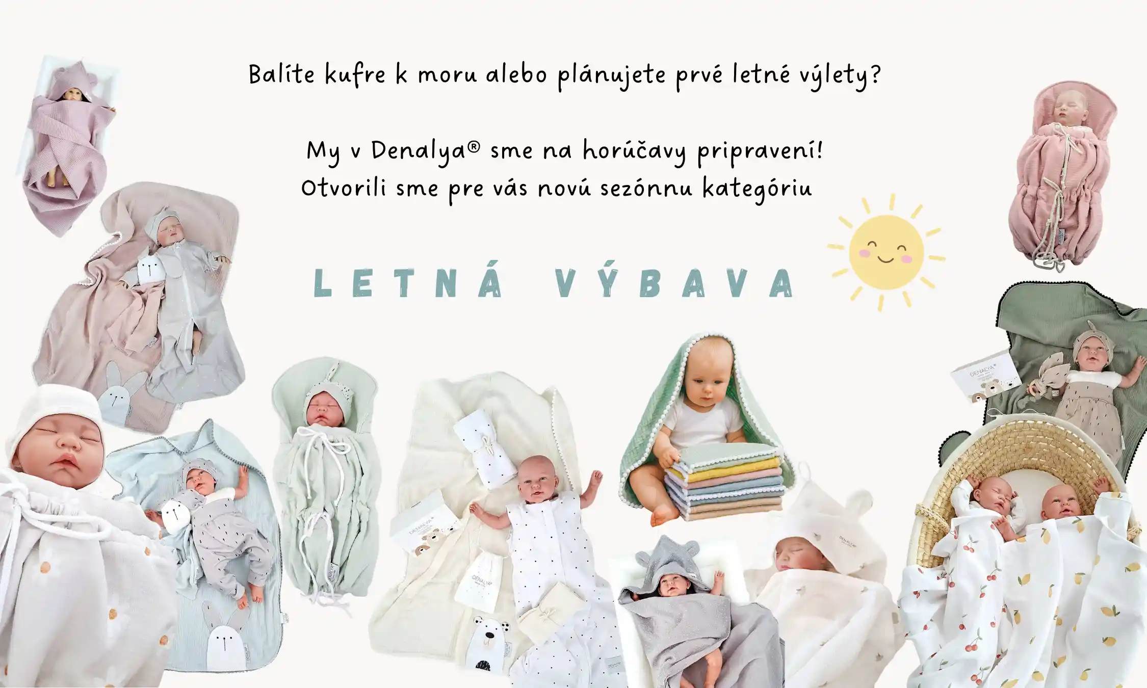 Letná výbava pre bábätko do postieľky a kočíka od Denalya